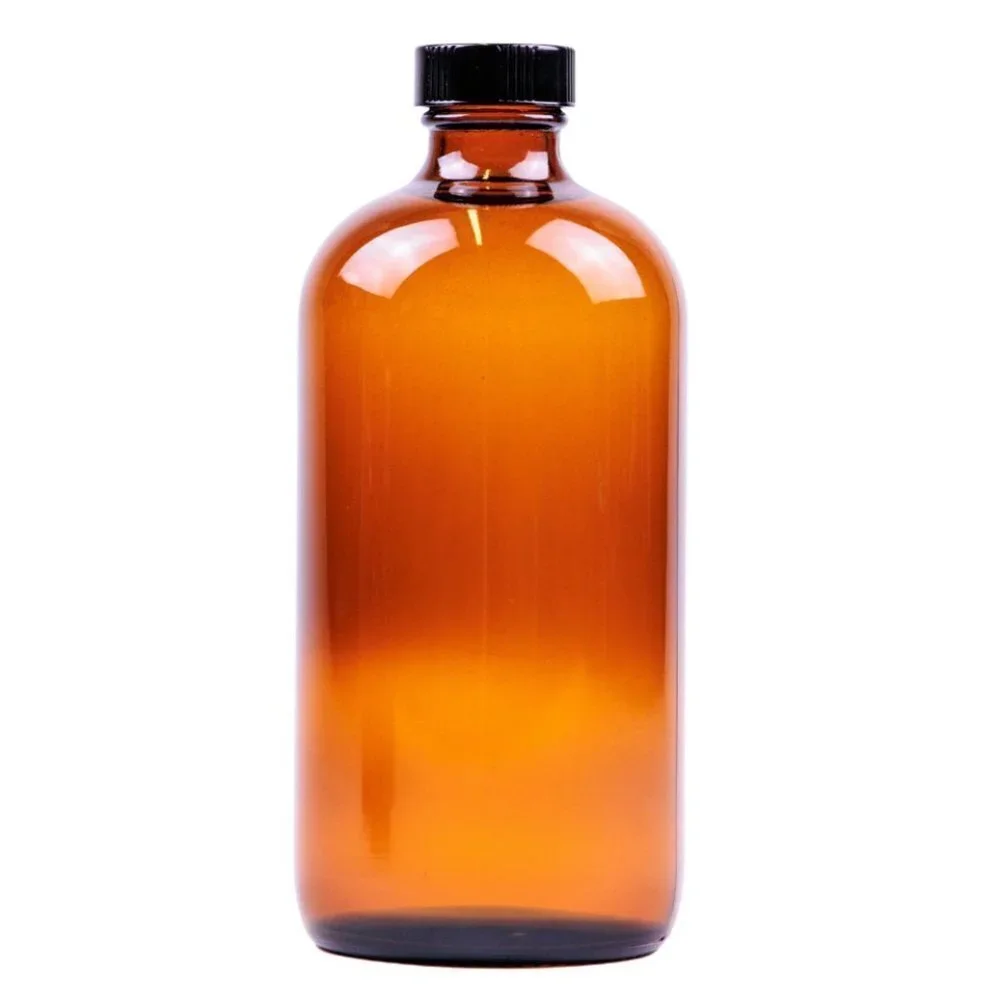 Glass Amber Bottle with Black Cap